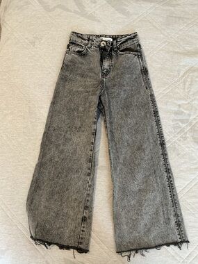 Zara Acid Washed Black Wide Leg Jeans